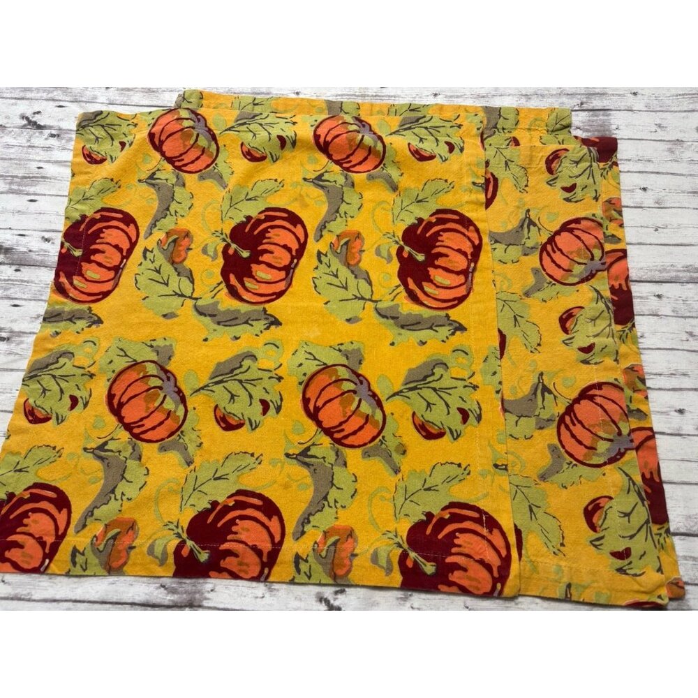 Sur La Table Autumn Pumpkin Botanical Harvest Colorful,‎ Napkins, Set of 4